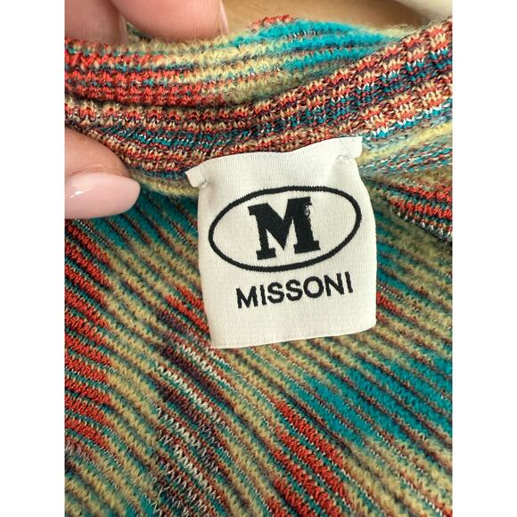 M Missoni MSRP $630 Medium Multicolor Chevron Striped Wool Blend Top y2k Italian - Picture 8 of 10